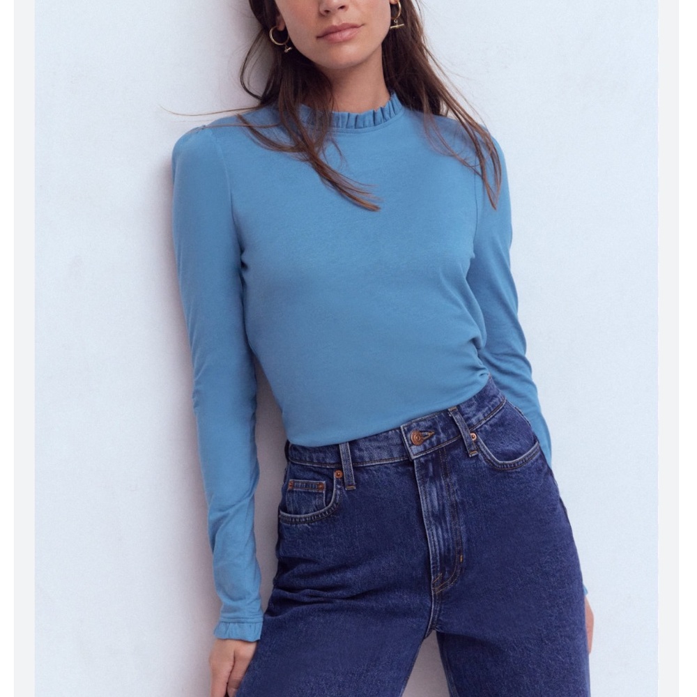 💐 Boden Superoft Frill Detail Top Teal